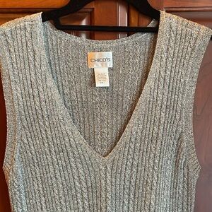 Chico’s Size 1 (8/10) Metallic Silver Vest